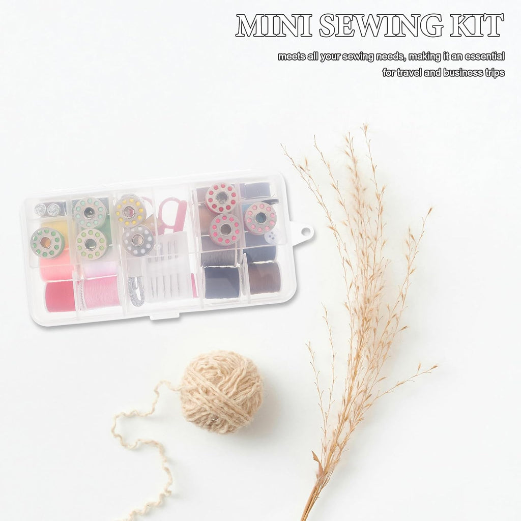 Mini Sewing Kit Box with Needles Thread Tape and Scissors for Travel