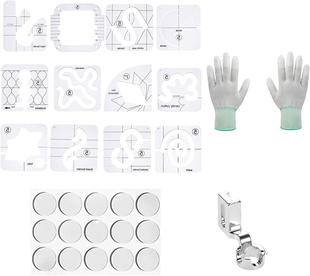 15 Pcs Frees Motion Quilting Template Ruler Acrylic Quilting Ruler