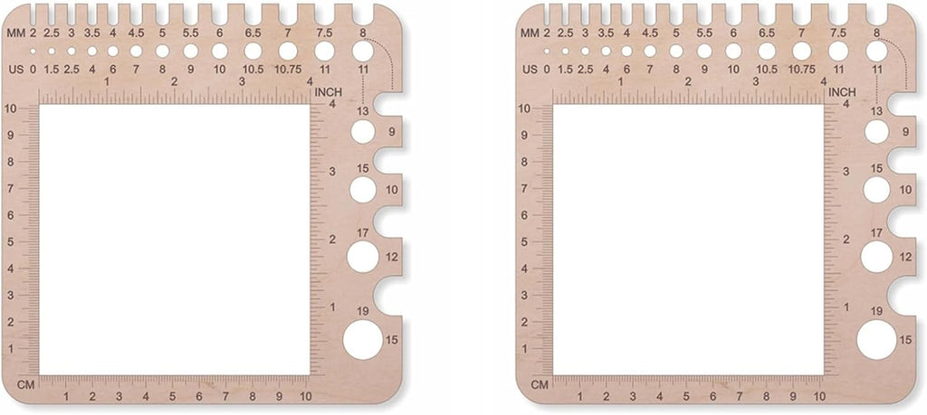 2X Knitting Needle Gauge Ruler Crochet Hooks Ruler Yarn & Ruler
