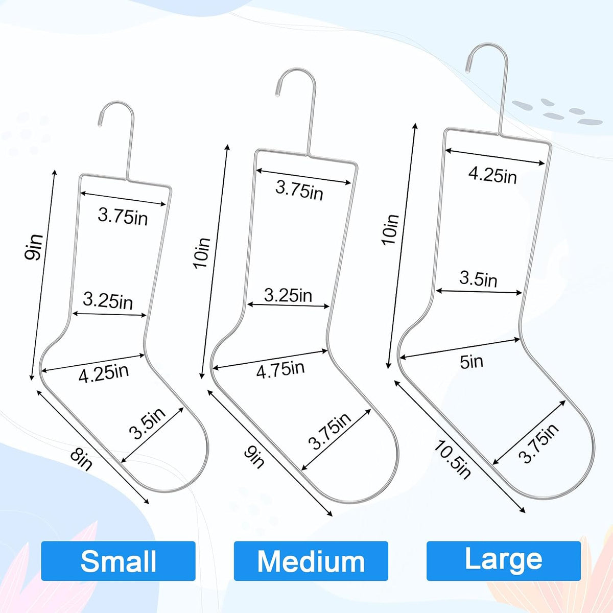 6 Pcs (3 Pairs) Stainless Steel Sock Blockers - Small, Medium, Large