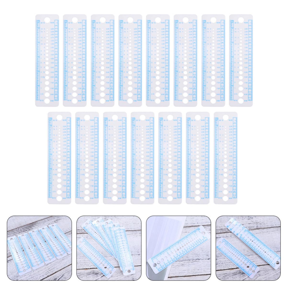 Plastic Knitting Gauge Ruler Set for Crocheters, 15 Pcs US Uk Sizes