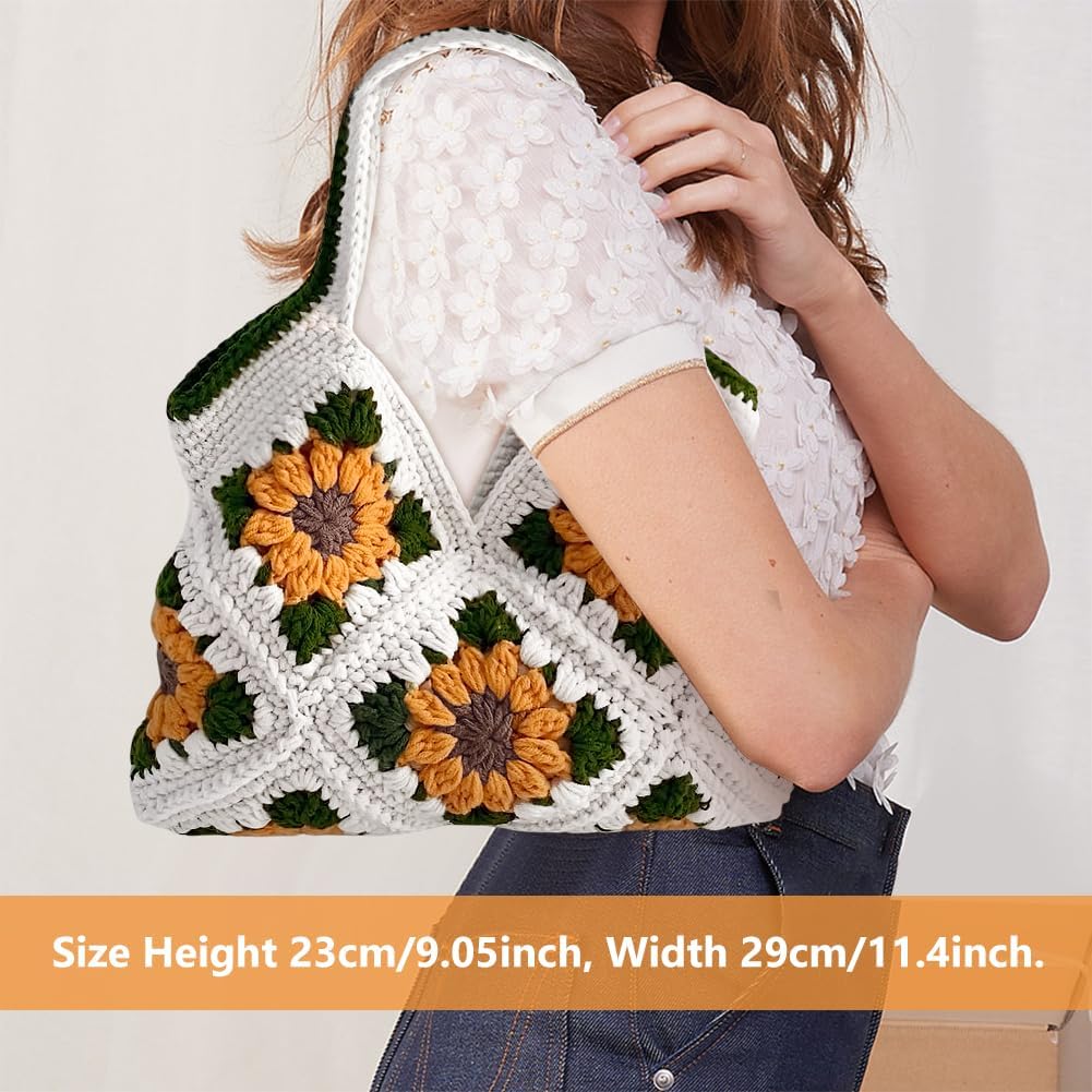FREEBLOSS Crochet Sunflower Tote Bag Kit Beginners Crochet Kit for