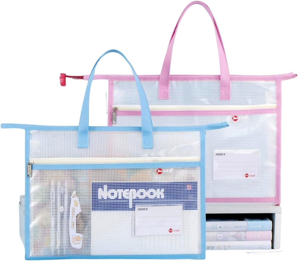 Set of 4-Color Project Bags for Quilting, Sewing, Crafts, Teaching