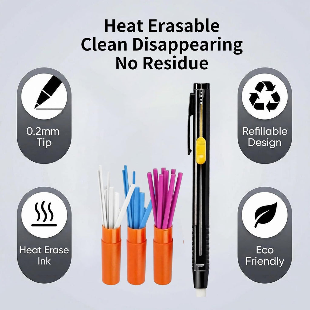 Heat Erasable Fabric Marker for Sewing, Fabric Marking Pens with 60