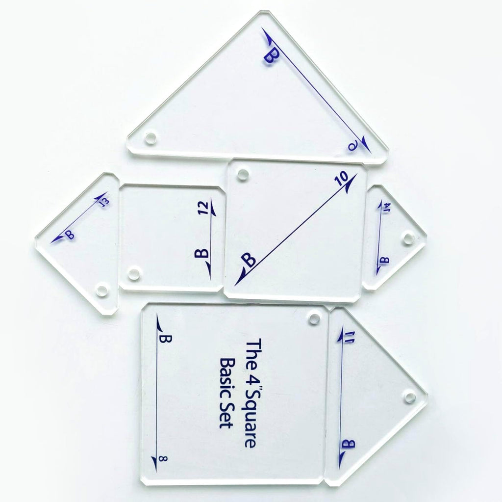 Acrylic 7 in 1 Patchwork Rulers and Templates 4 Inch Square Basic Set