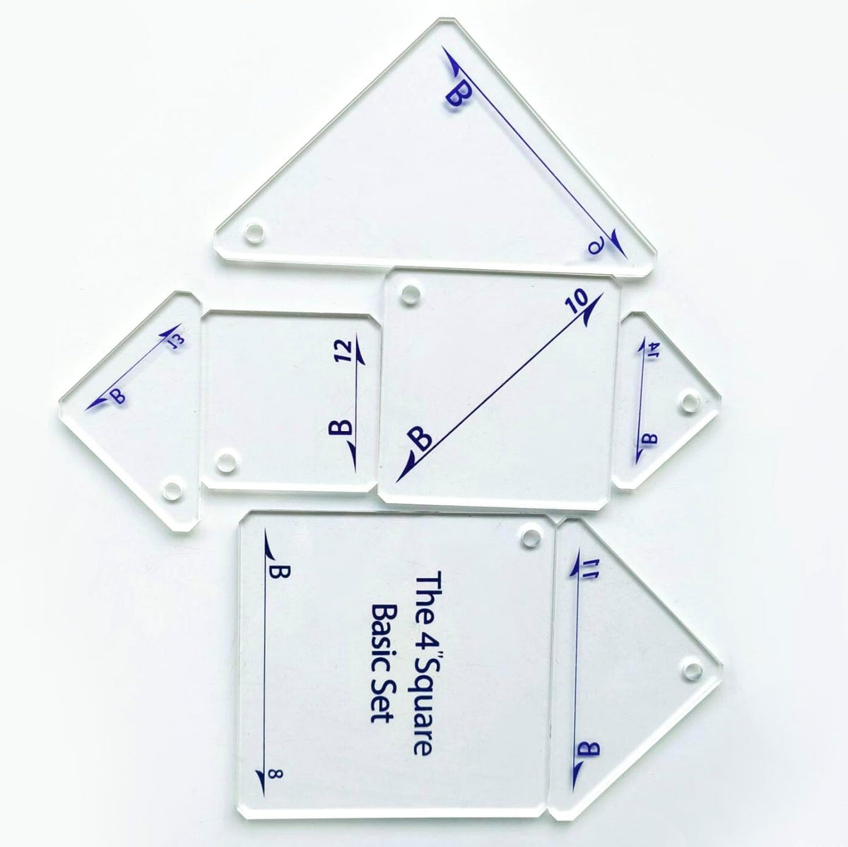 Acrylic 7 in 1 Patchwork Rulers and Templates 4 Inch Square Basic Set