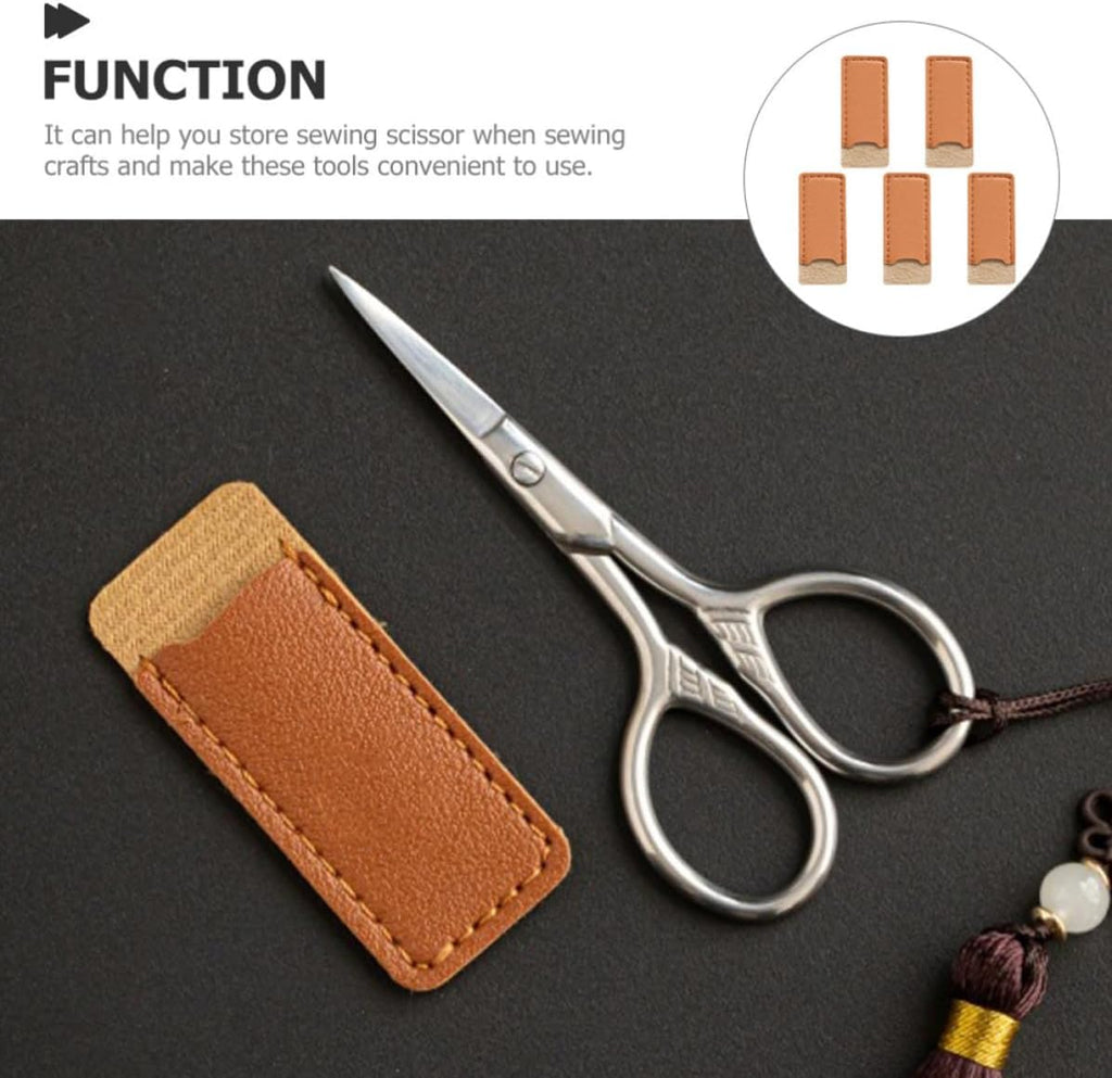 5Pcs Leather Scissor Sheaths, Protective Covers for Sewing Scissors