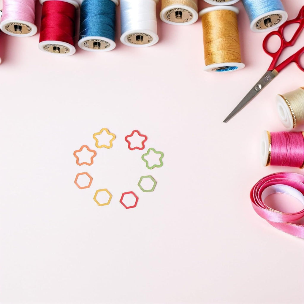 Metal Stitch Markers for Knitting Crochet, Hexagon Star Locking Clips