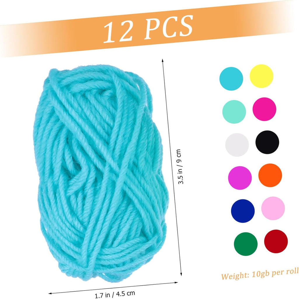 Acrylic Yarn 12 Rolls 10g 12 Colors Crochet Knitting Wool Xmas