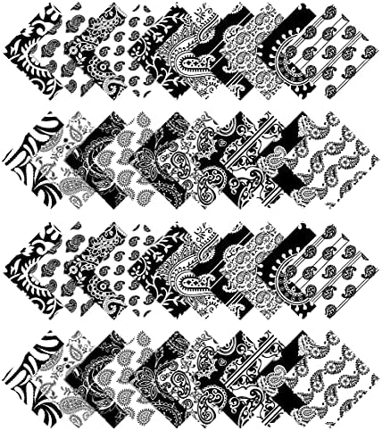 Soimoi 40Pcs Block & Paisley Print Cotton Precut Fabrics for Quilting