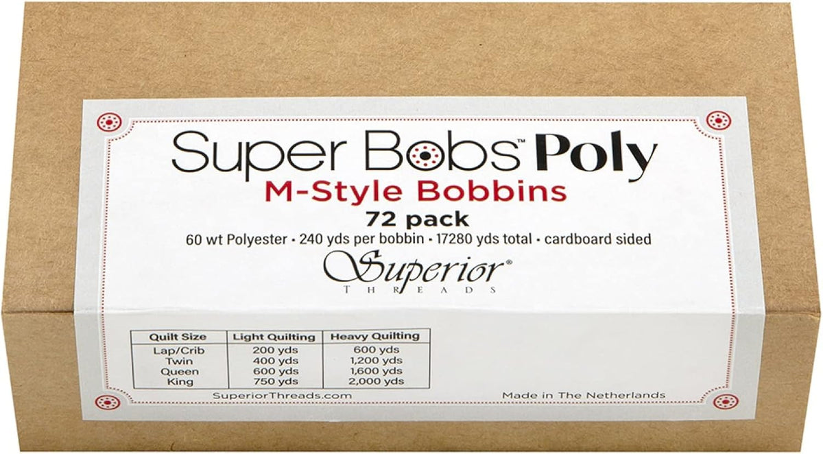 Superior Threads SuperBobs Polyester 72pk M-Style Monochrome Prewound