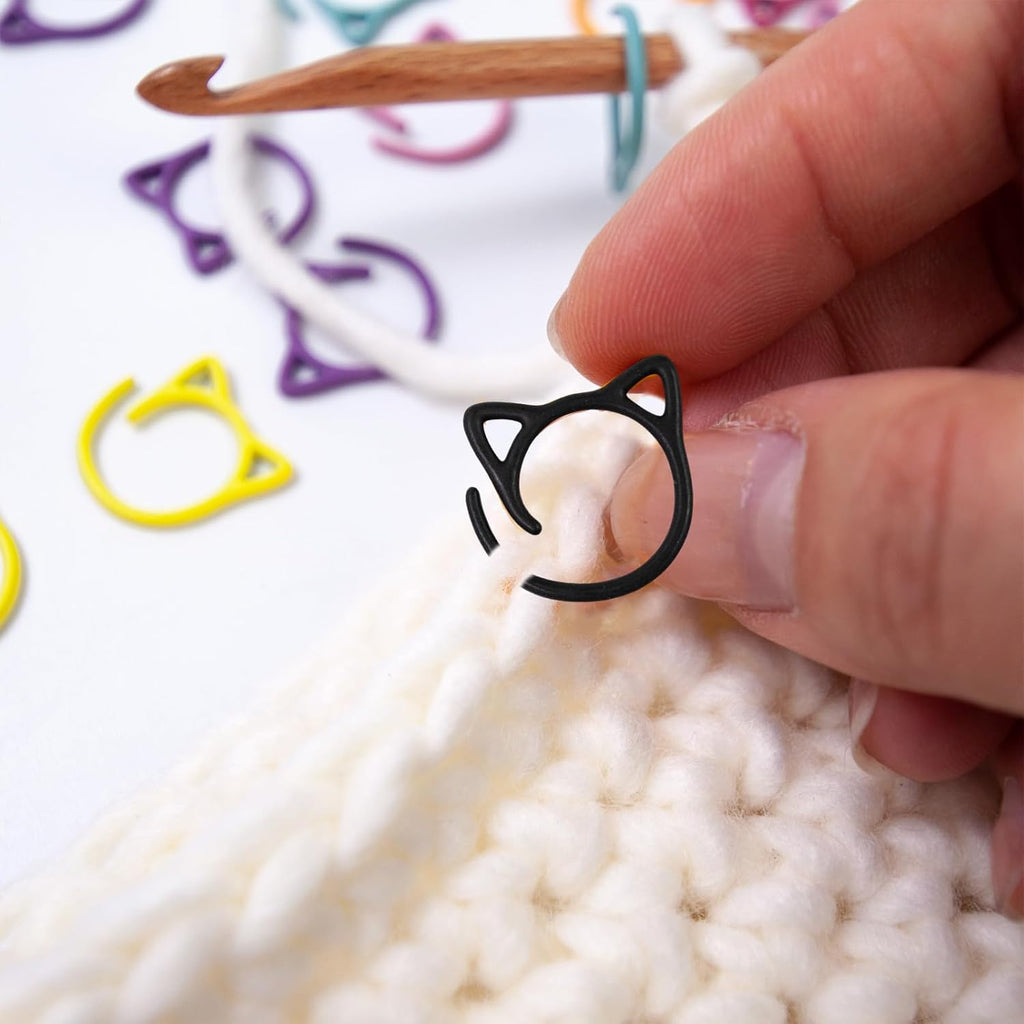 Watreketal Stitch Markers,25 PCS Metal Knitting Markers, Cats Shaped