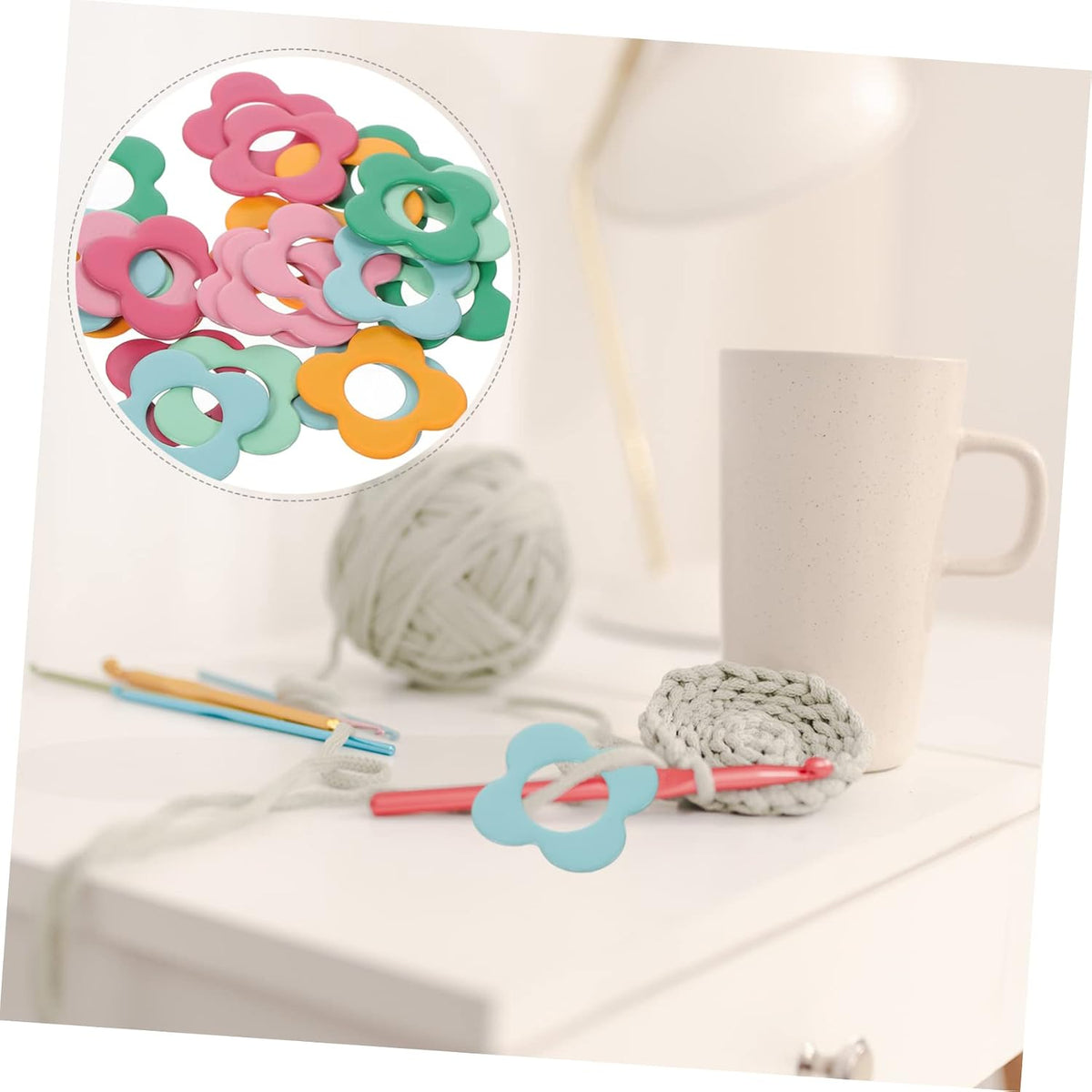 Metal Stitch Markers Flower Shape 48pcs for Knitters and Crocheters