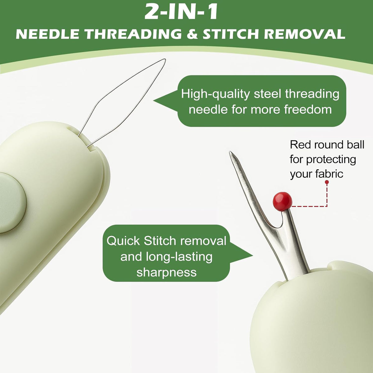 3 in 1 Automatic Needle Threader & Seam Ripper Tool with Storage