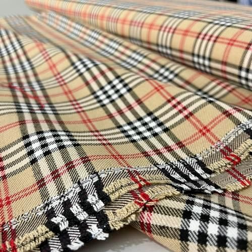 TEXTILORD® Italian Design Beige Plaid (Tartan) Viscose Luxury