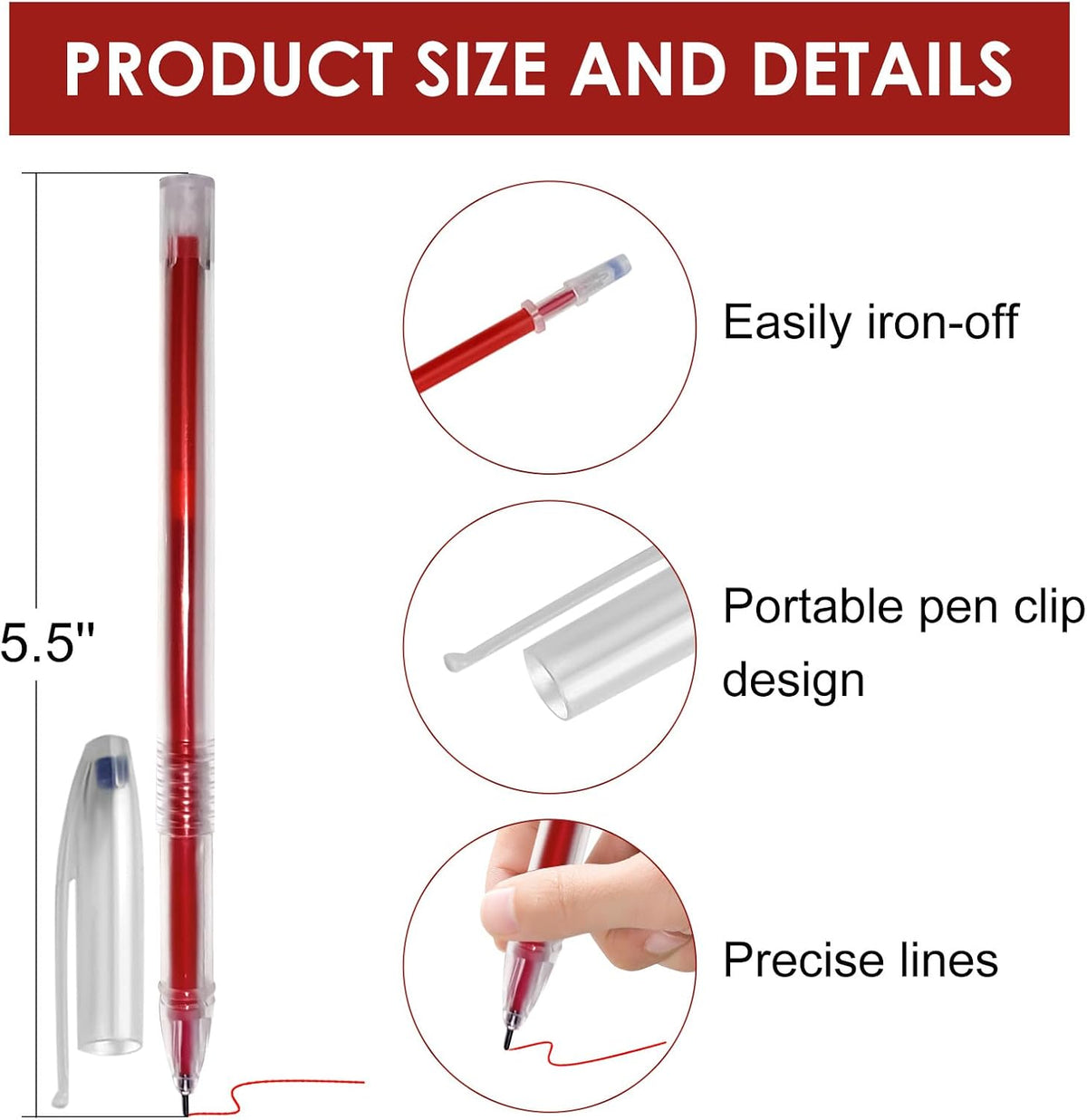 48pcs Heat Erasable Pens for Fabric, Assorted Colors, Fabric Pens for