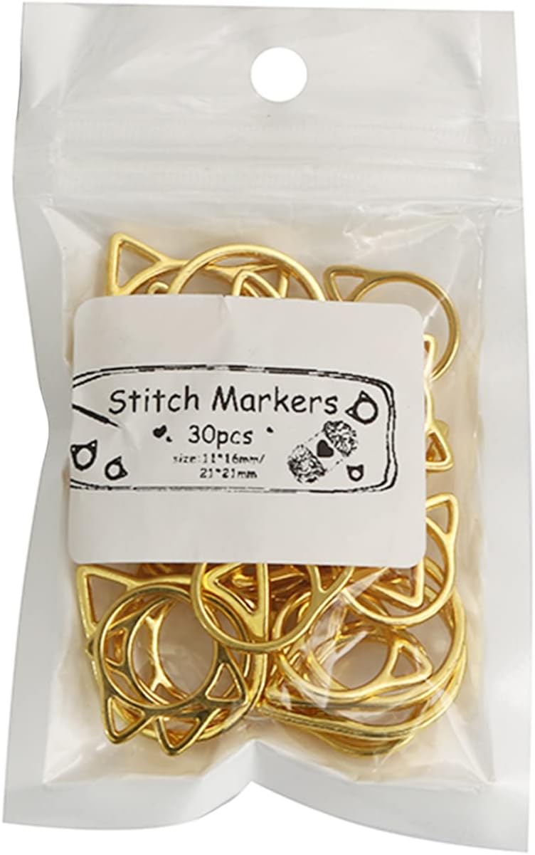 Knitting Marker yyangz 30PCS Gold Zinc Alloy Cat Shape Crochet Stitch