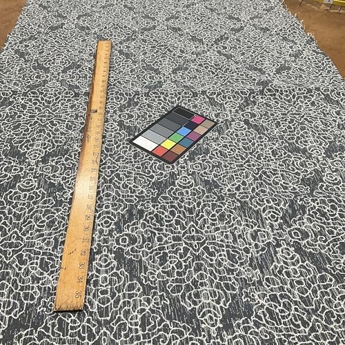 Diamond Damask | Upholstery Fabric | Slate Blue/Grey/Off White | Heavy