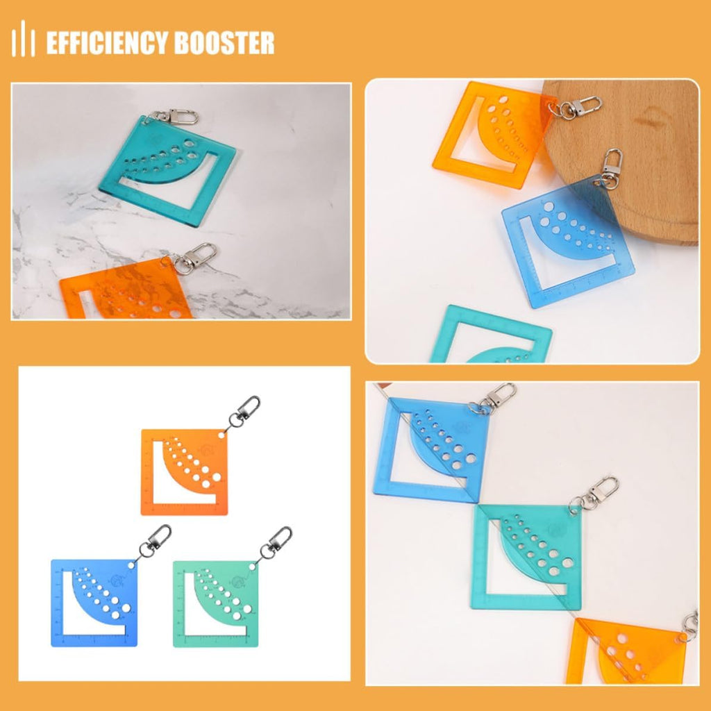 3pcs Acrylic Knit Needle Gauge Ruler Keychain for Knitters Crocheters