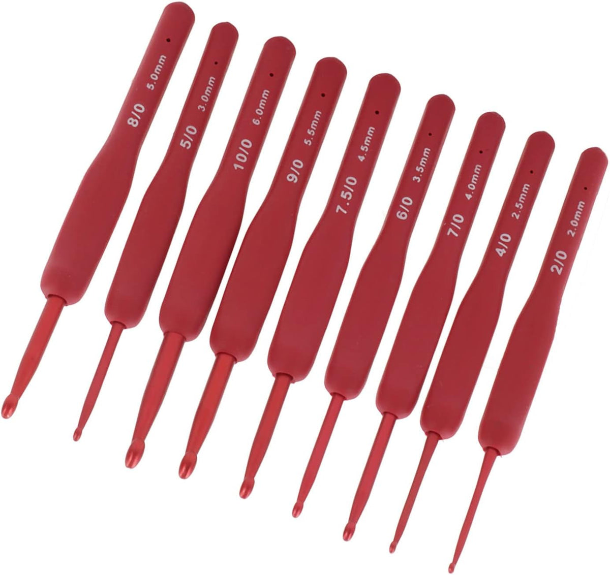 Crochet Hooks Red Aluminium Ergonomic Silicone Grip Set for Weaving