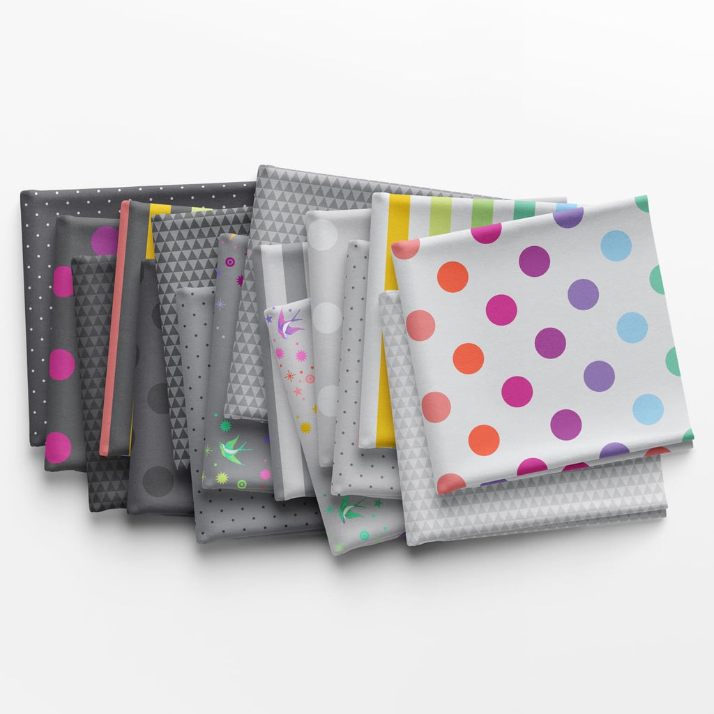 True Colors - Graywork Fat Quarter Bundle (16 Pieces) by Tula Pink for