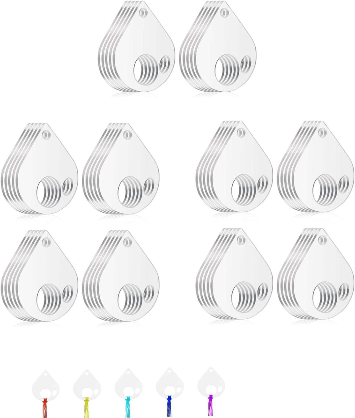 50Pcs Acrylic Embroidery Floss Organizer with 1Pc Hinged Ring