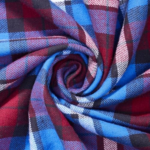 Flannel Brushed Tartan Plaid Fabric Geometric Hypoallergenic Cotton