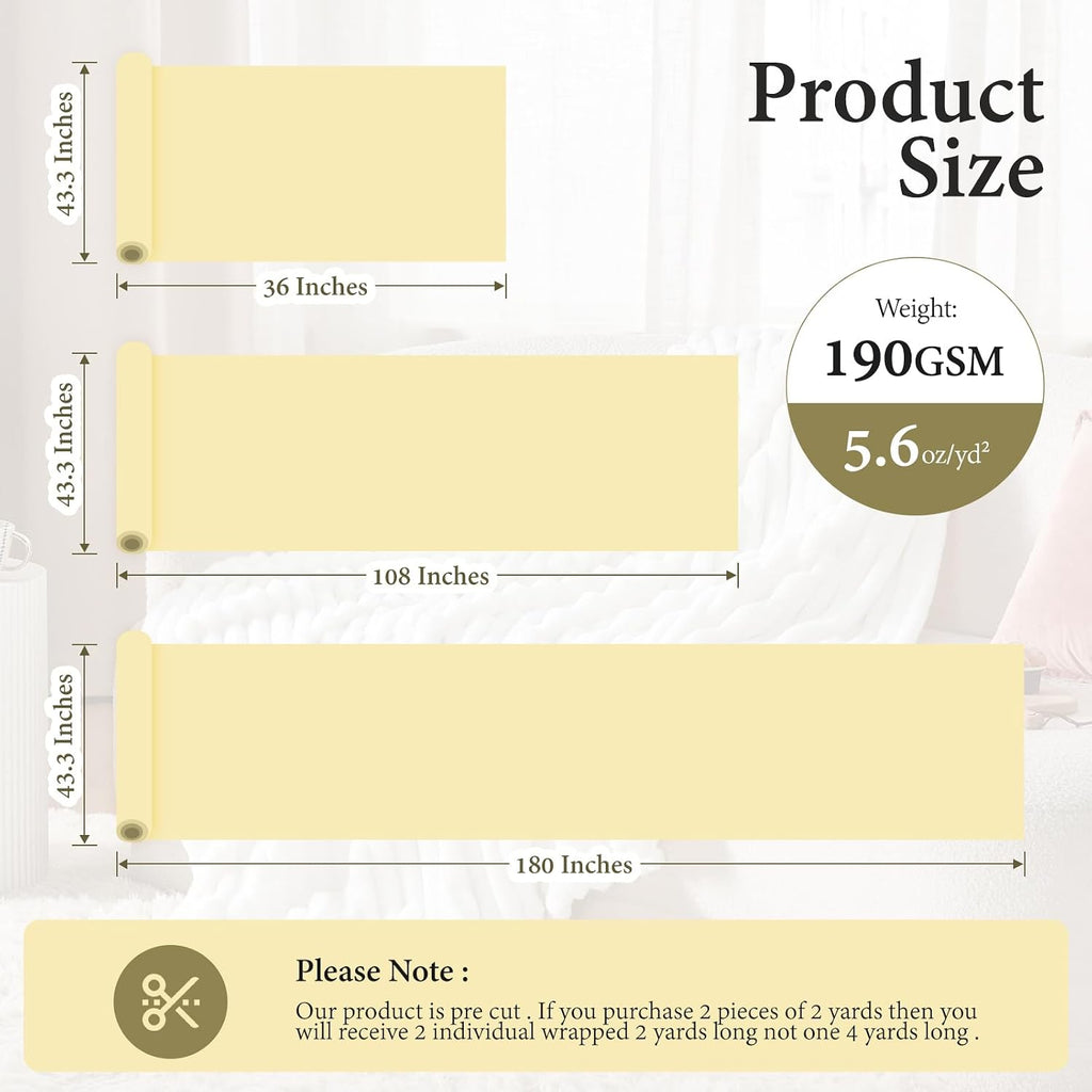43.3" W Cotton Flannel Fabric Cut by the Yard, 190GSM Soft Brushed