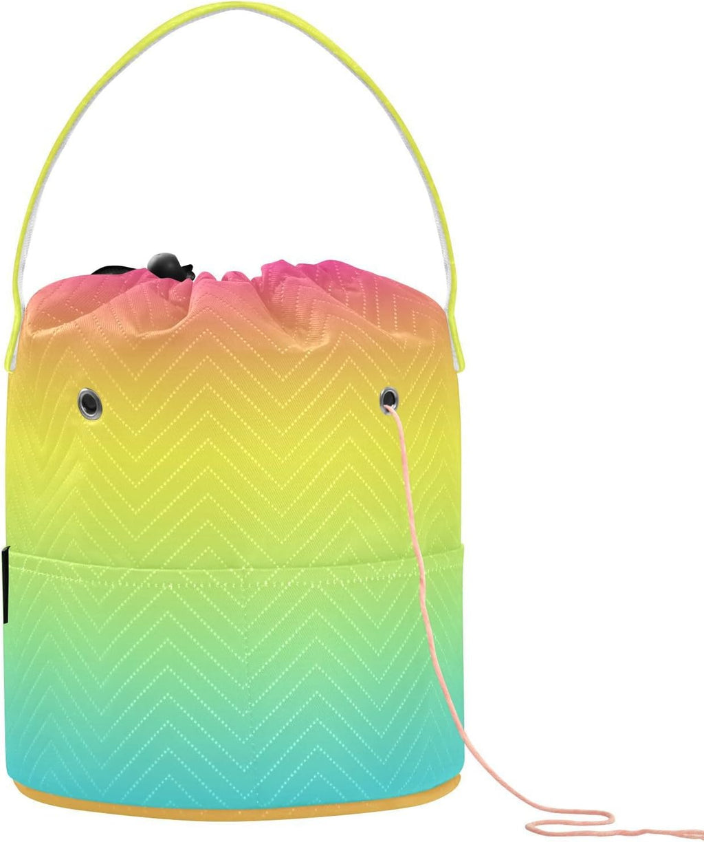 YETTASBIN Gradient Color Yarn Storage Bag, Large Crochet Knitting Bag
