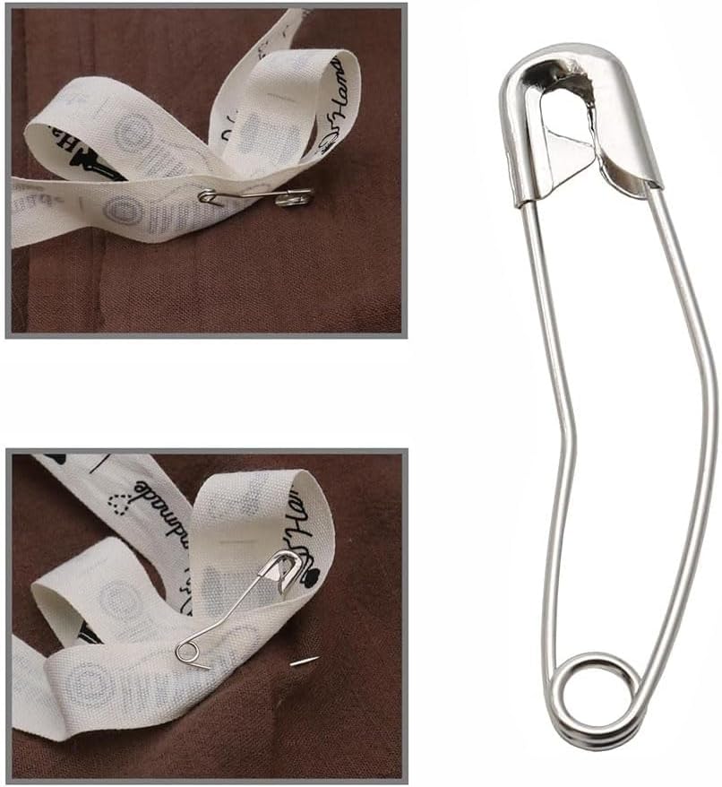 Curved Safety Pins (100 Pack) – Steel Sewing Tool for