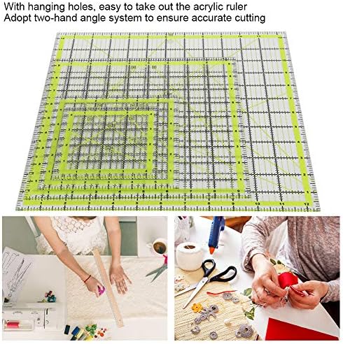 FLEXMAN 4Pcs Quilting Ruler, 4.5in 6in 9.5in 12.5in Quilting Square
