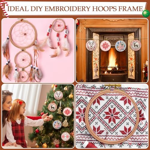 Doublefill 9 Pcs 4 to 6 in Round Embroidery Hoops Frame, Beech Wood