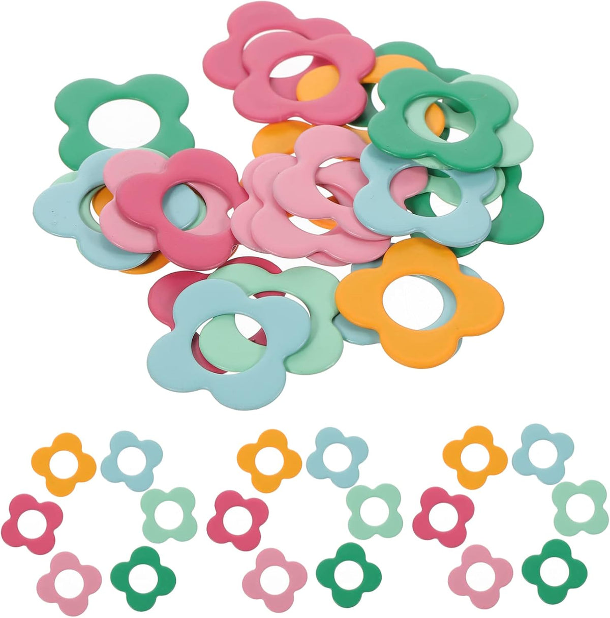 Metal Stitch Markers Flower Shape 48pcs for Knitters and Crocheters