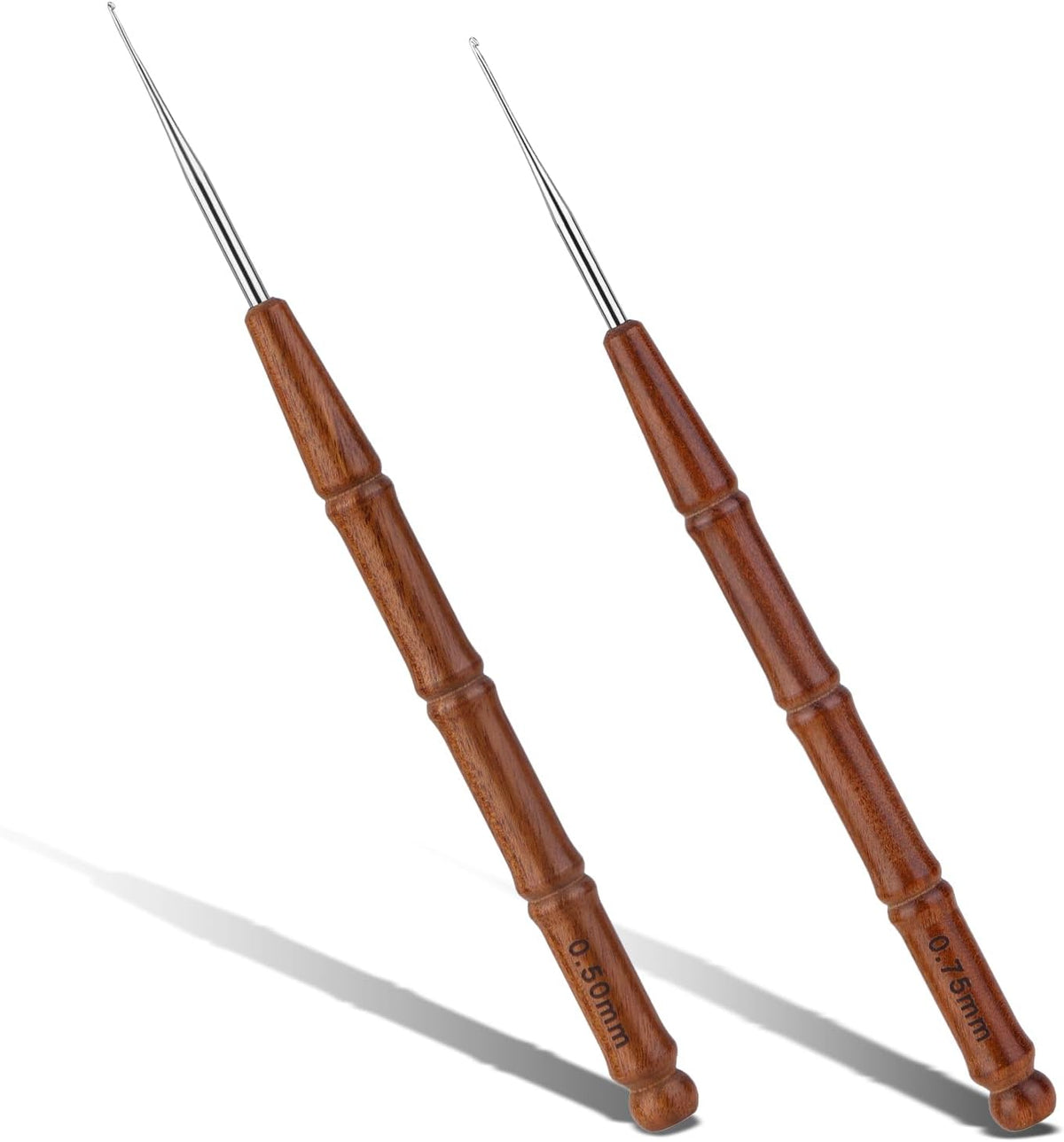 Wuadua 0.5/0.75mm Crochet Hook Ergonomic Crochet Hooks with Wooden