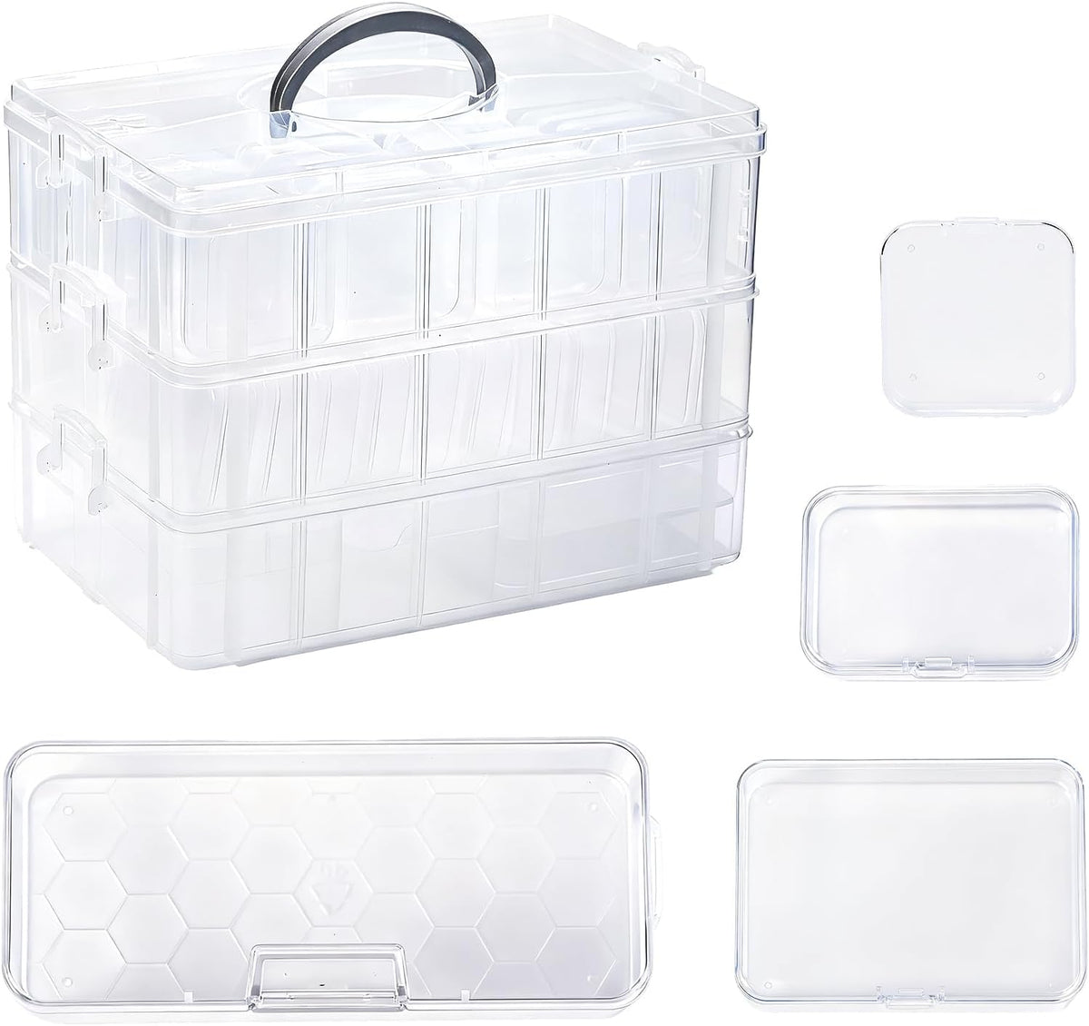 Bead Containers Storage Box for Art Craft Storage,3-Tier Stackable