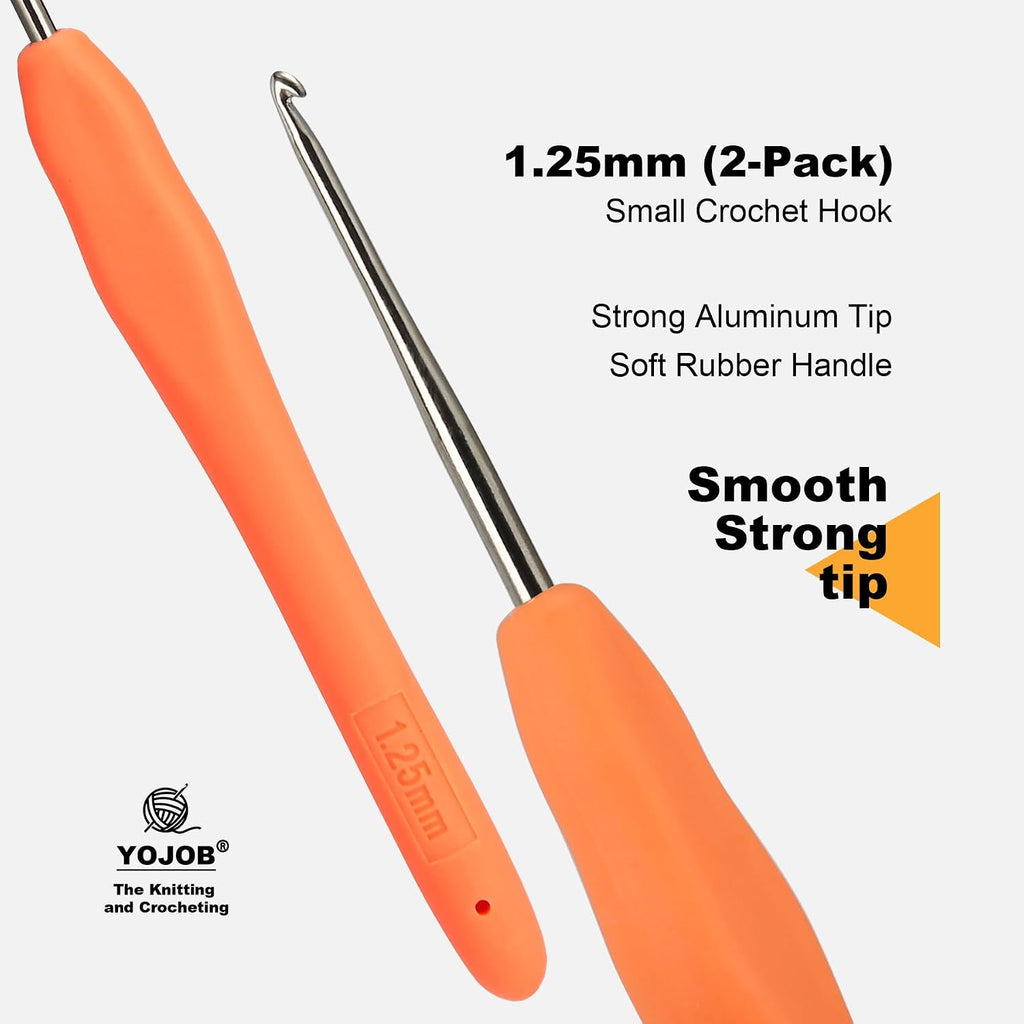 2Pcs 1.25mm Small Crochet Hooks, Ergonomic Small Lace Crochet Hook
