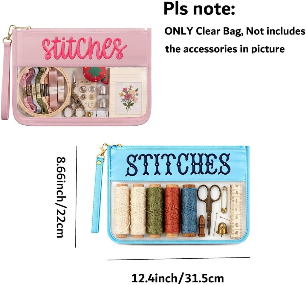RF REENFAYA Clear Zipper Project Pouch for Needlepoint & Embroidery