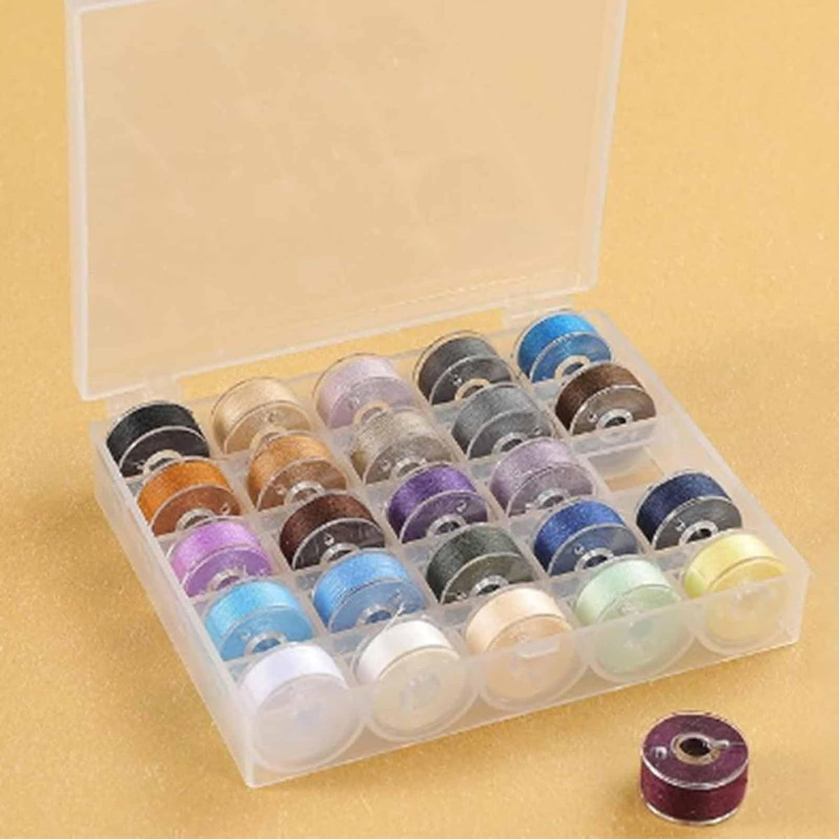 Bobbin Box 25 Slots Transparent Empty Organizer Sewing Craft Storage