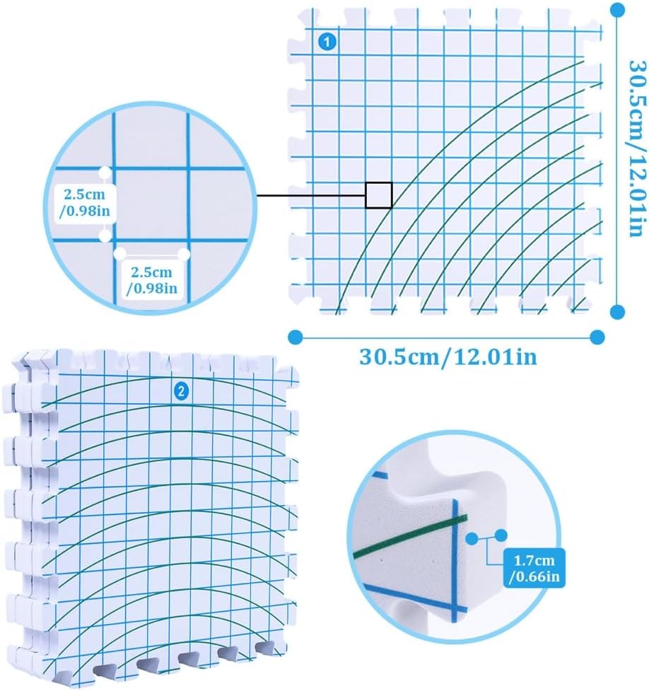 Positioning Foam Splicing Board,9 Pieces 12x12Inch Knitting Blocking