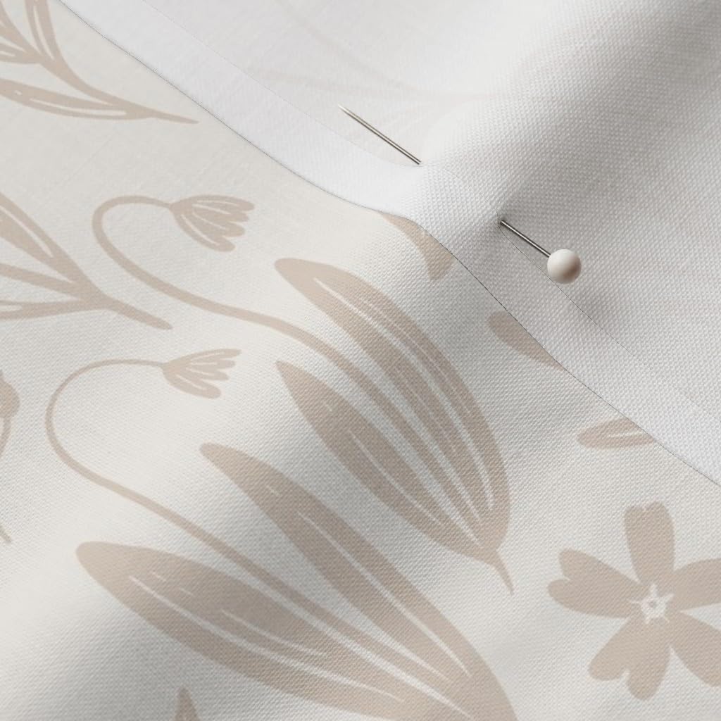 Spoonflower Fabric Flowers Cream Tan Nude Medium on Petal Signature