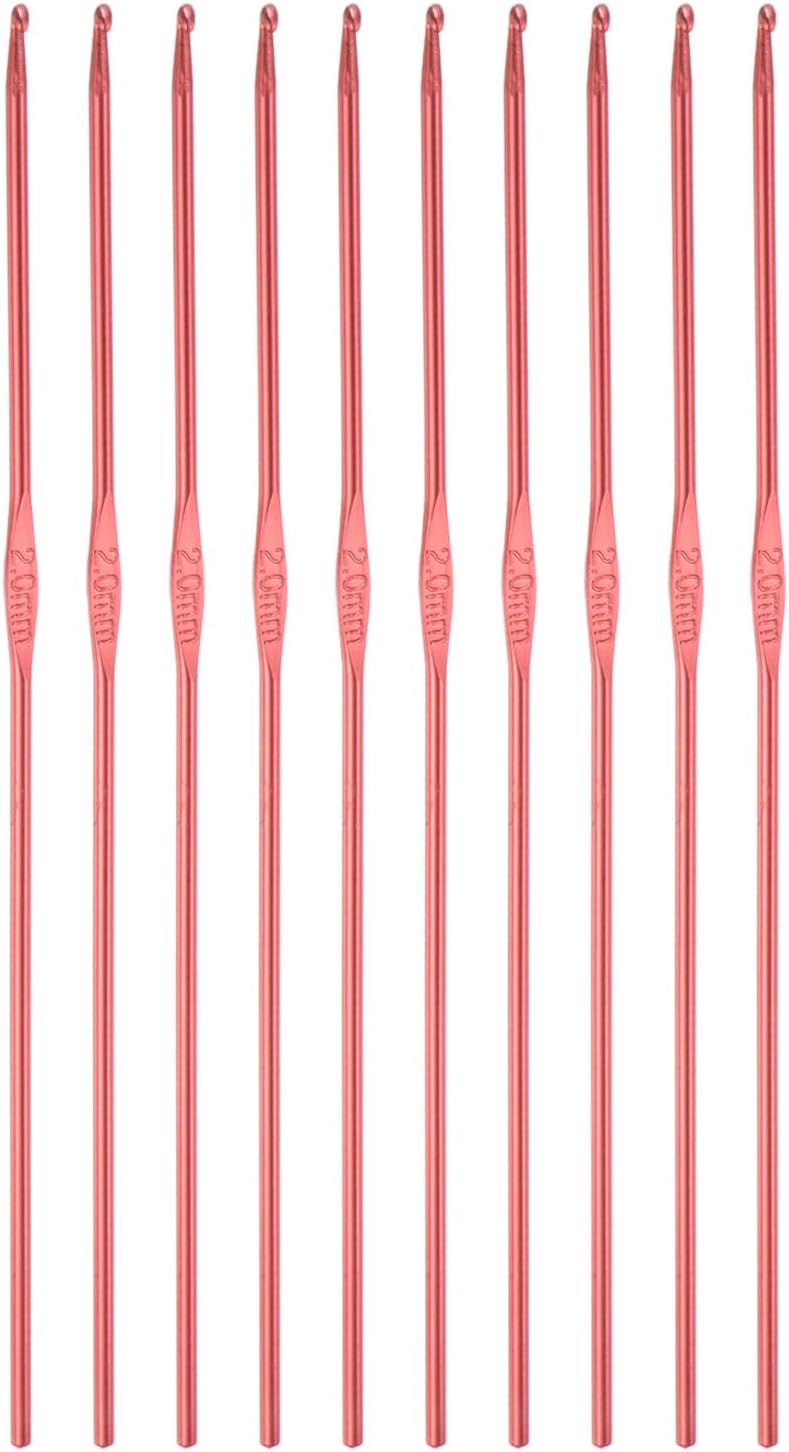 uxcell Aluminum Crochet Hook 2mm US Size(Size 0) Needle Red 10Pcs