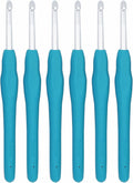 6Pcs 5.5mm Aluminum Soft Grip Rubber Ergonomic Handle Crochet Hook