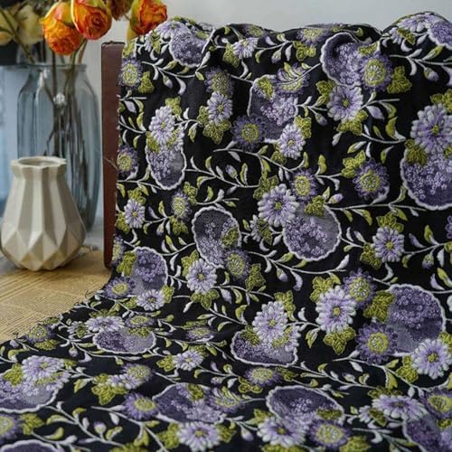 Lavender Floral Jacquard Brocade Fabric - Embossed Texture - Precut by