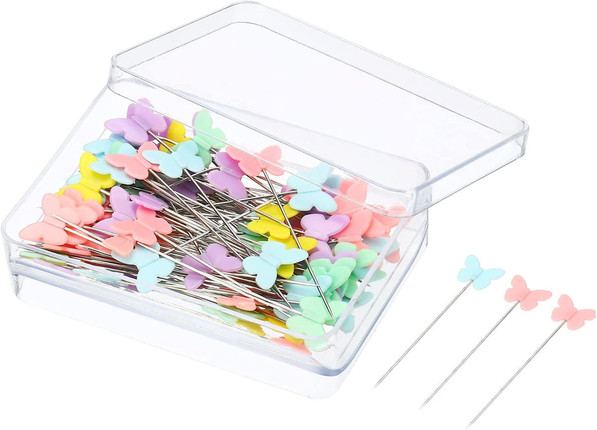 PATIKIL 2 Inch Sewing Pins, 100 Pack Light Colored Butterfly Head