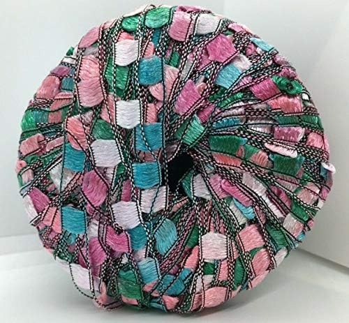 Berlini Ladder Ribbon Maxi Yarn #104 Coleus - Pinks, Greens, Blue
