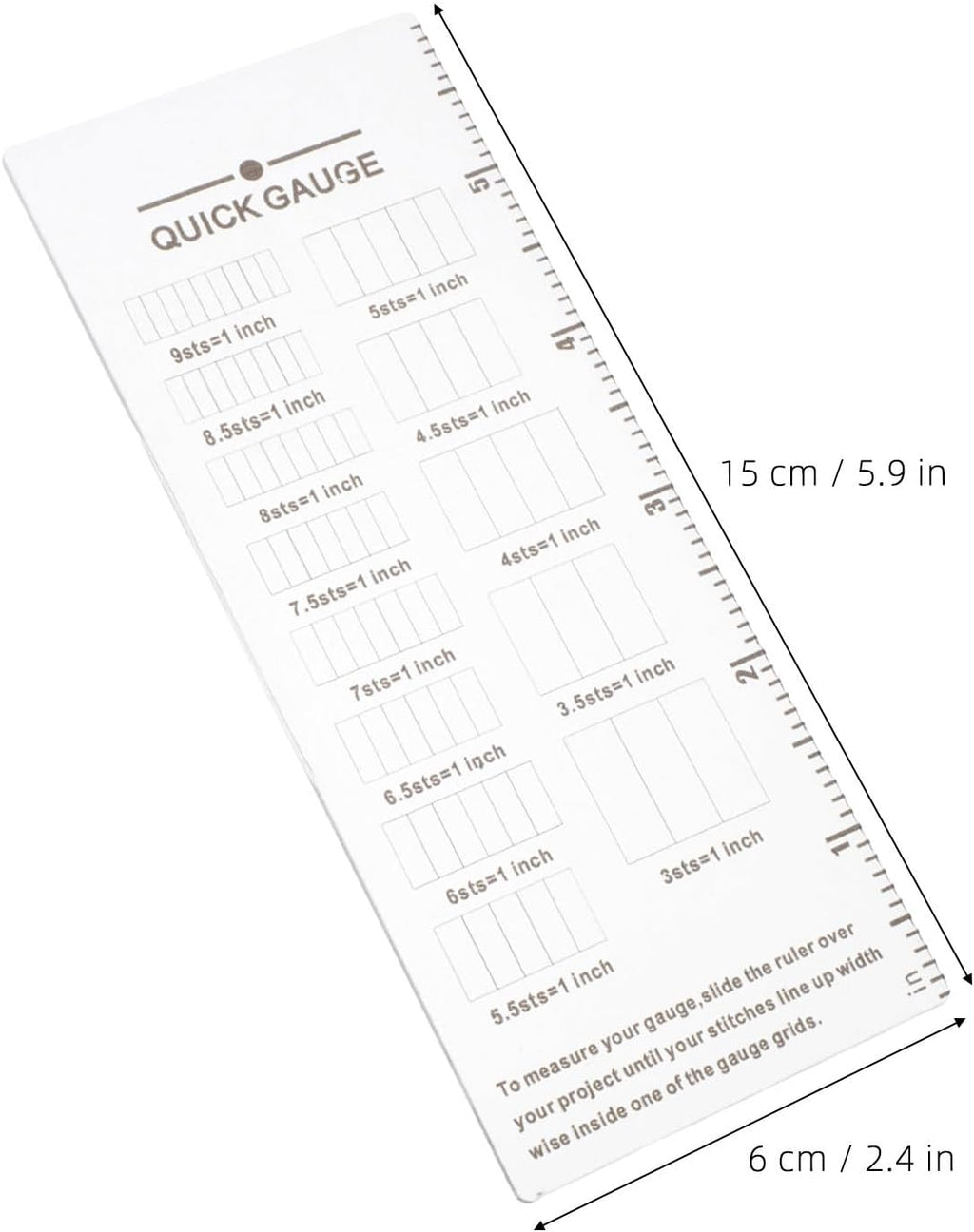 3pcs Knitting Gauge Ruler for Needles and Crochet Hooks, Acrylic Tool