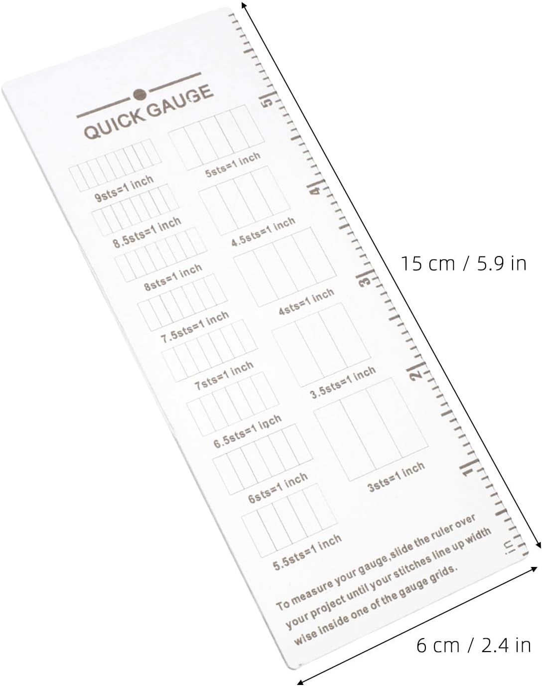 3pcs Knitting Gauge Ruler for Needles and Crochet Hooks, Acrylic Tool
