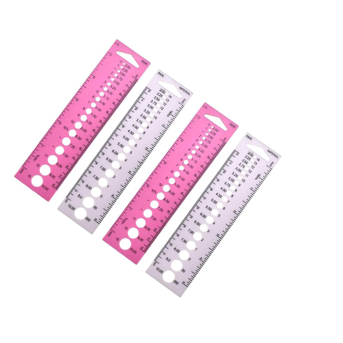 4Pcs Plastic Knitting Needle Gauge Ruler, All in One Knitting Needle
