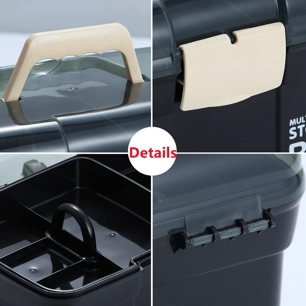 Kinsorcai 11'' Plastic Box Organizer with Removable Tray, Sewing