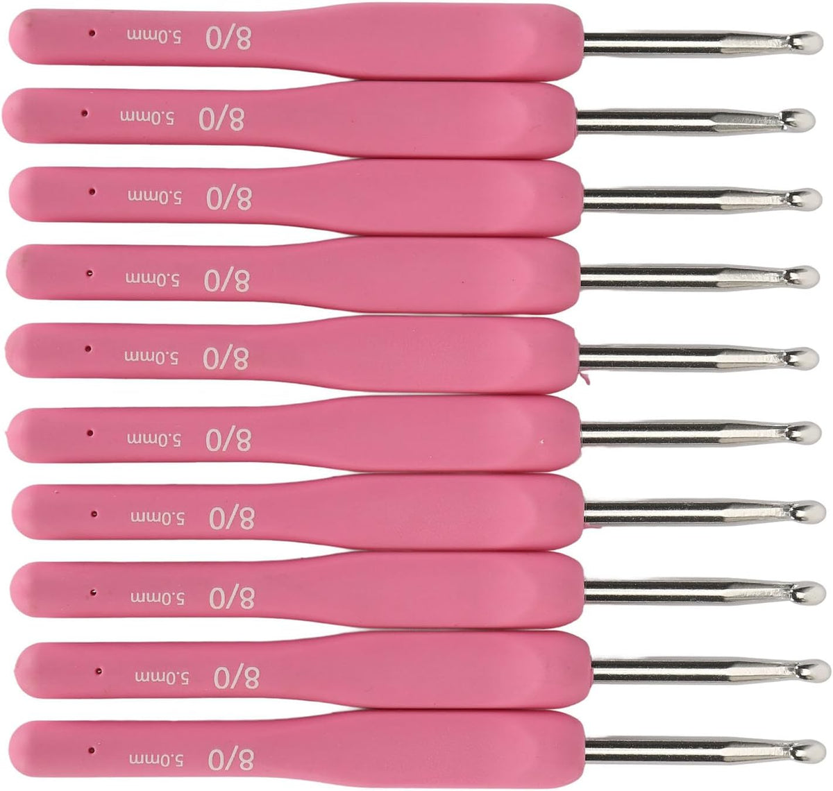 Zopsc 10Pcs Crochet Hooks 5mm Ergonomic Silicone Handle Aluminium